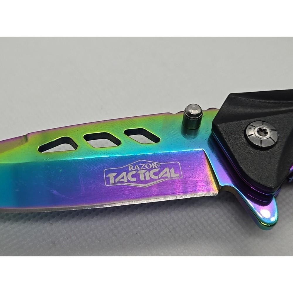 Razor Tactical RAINBOW Tracker Huntsman Spring Folding Pocket Assisted Knife - Picture 8 of 9